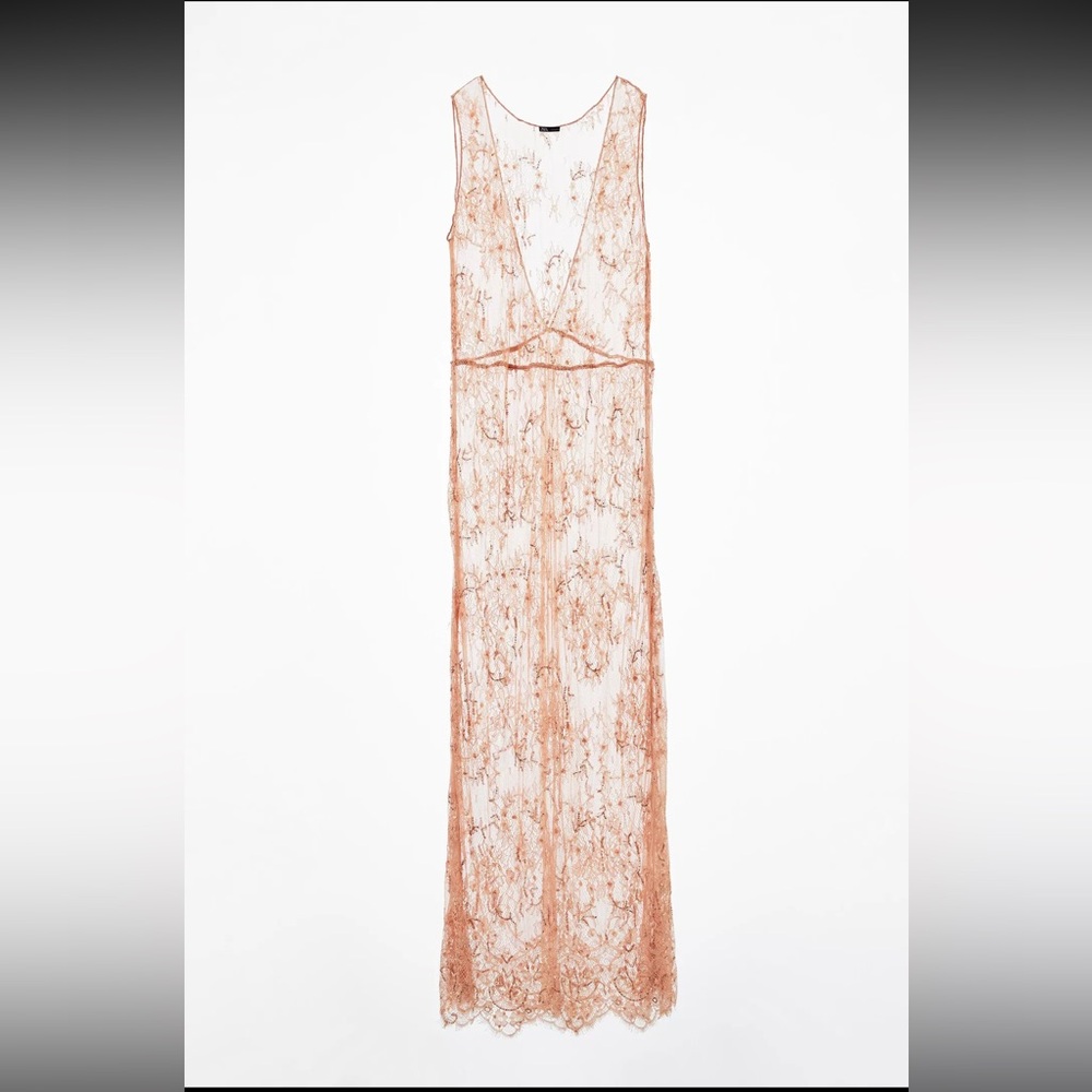 Zara Beige Lace Dress